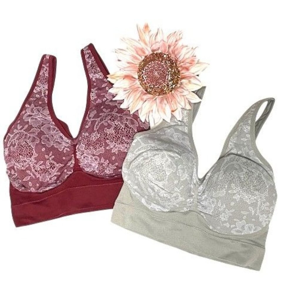 Rhonda Shear Jacquard Seamless Bra Set 2 Pack SMALL (RS-14)